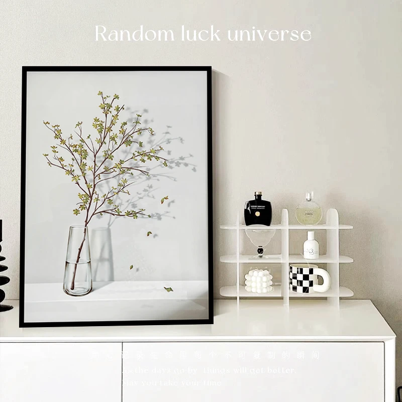 法式原木风客厅装饰画现代简约光影绿植玄关挂画沙发背景墙壁画