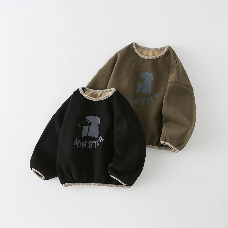 【加绒款】儿童时尚洋气2024新款秋冬加绒字母绵羊套头卫衣AS616