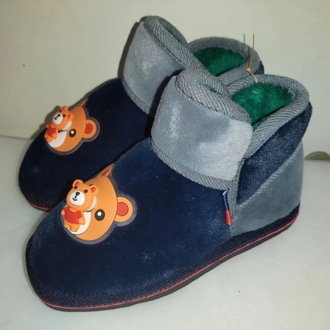 儿童棉鞋蓝色时尚宝宝加绒加厚高帮卡通冬季