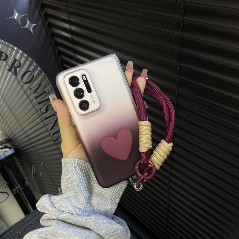 适用OPPOFindN手机壳渐变紫磨砂半透明爱心oppofindn防摔保护壳
