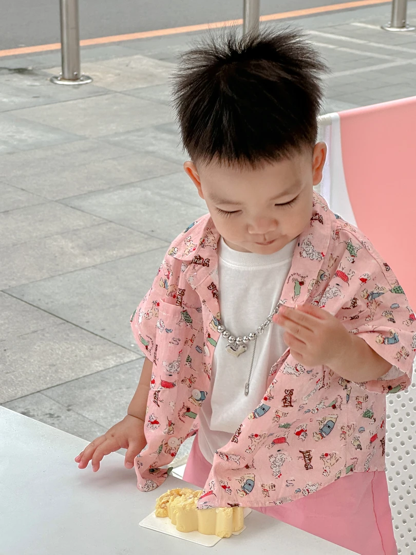 【渣男衬衫大集合】珍珠妈自制衬衫-童装薄款夏季纯棉短袖衬衫