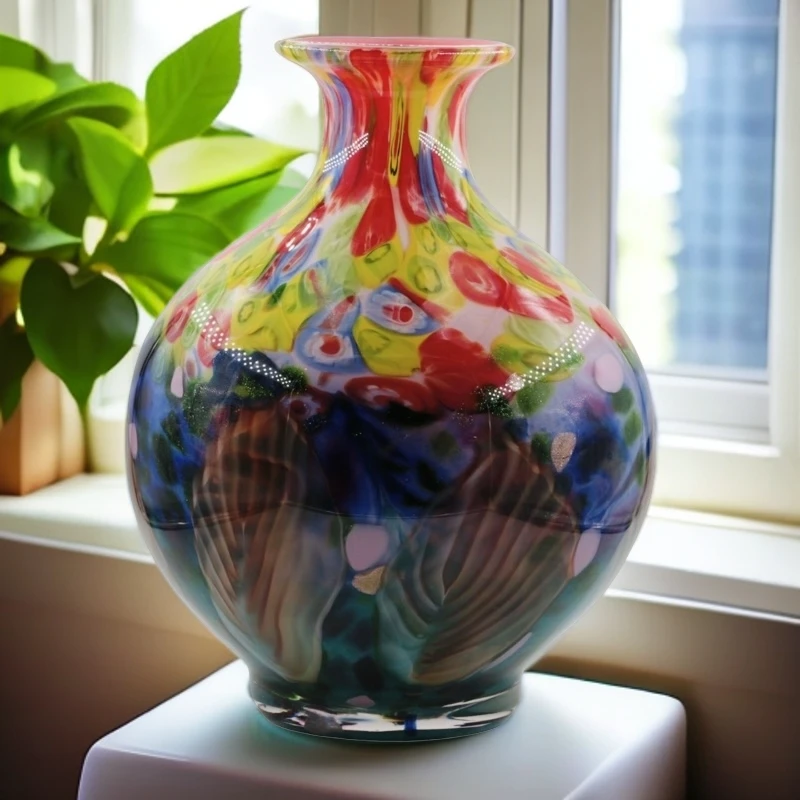 斯器【莫奈】纯手工制作琉璃花器玄关边几美式家居装饰摆件