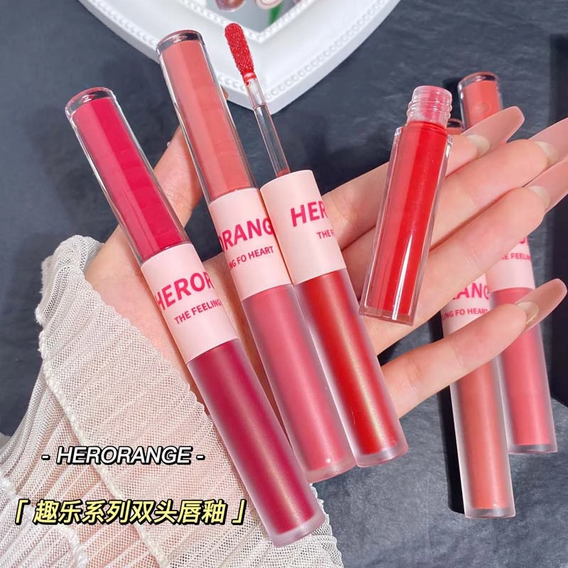 热销款~趣乐系列双头唇釉雾面丝绒显白唇彩持久显色水润嘟嘟唇ins