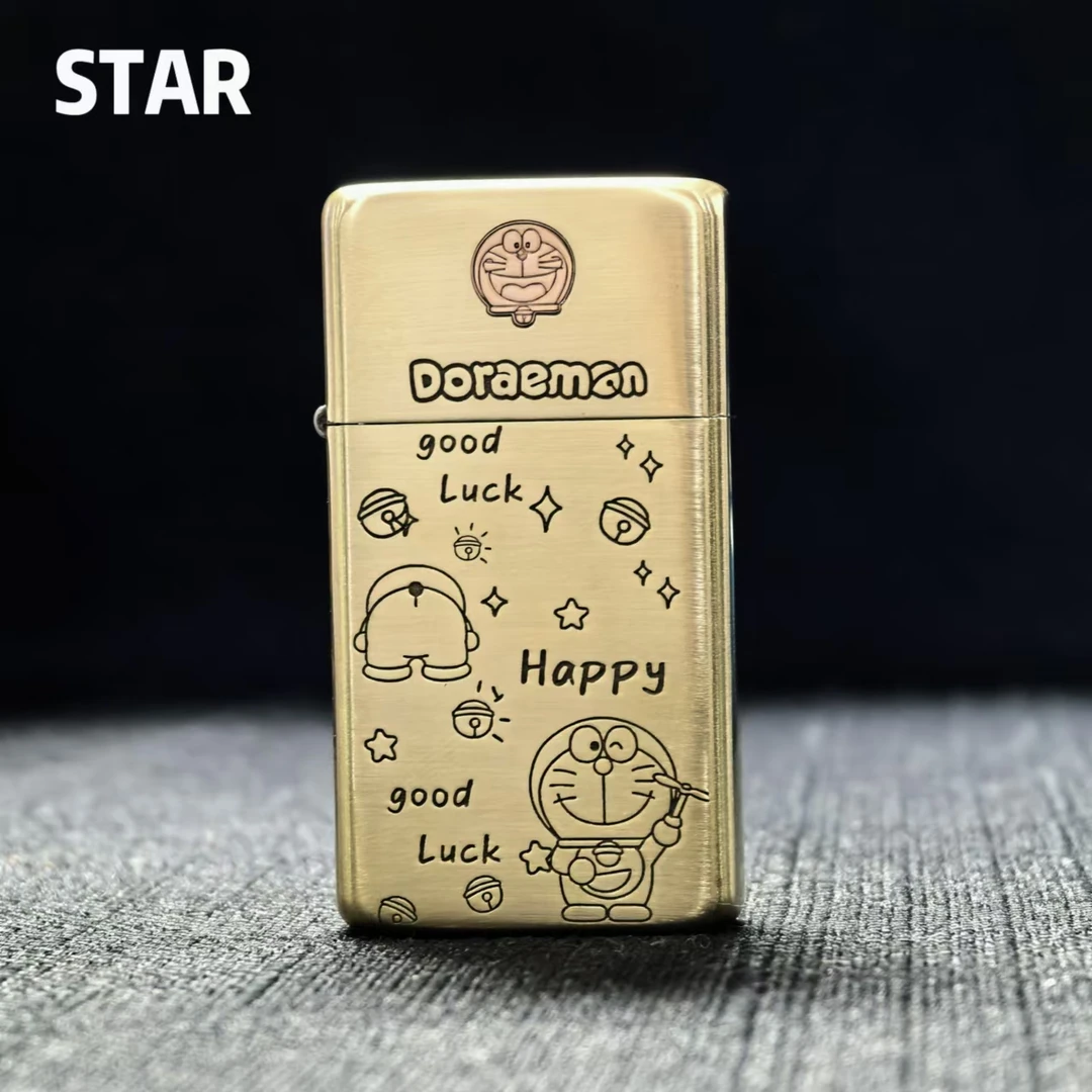 STAR恒星S909黄铜镶嵌叮当猫煤油打火机