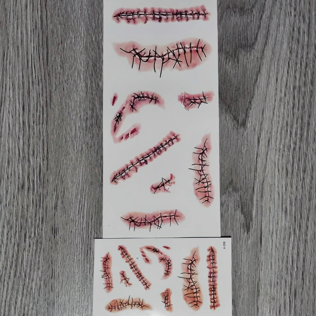 纹艾美（1）纹艾美仿真清新纹身彩绘贴画小清新仿真缝合伤疤贴纸