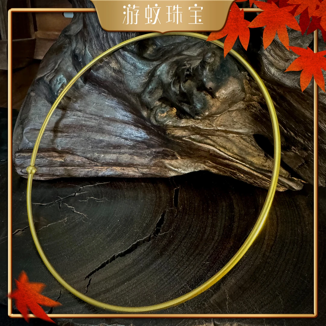 游蚊珠宝足金999黄金项圈素圈精美女士百搭时尚