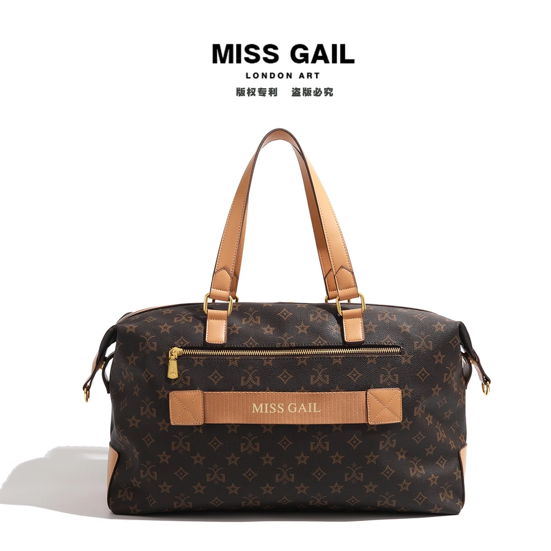 Miss Gail新款时尚休闲潮流印花旅行手提包8003杏