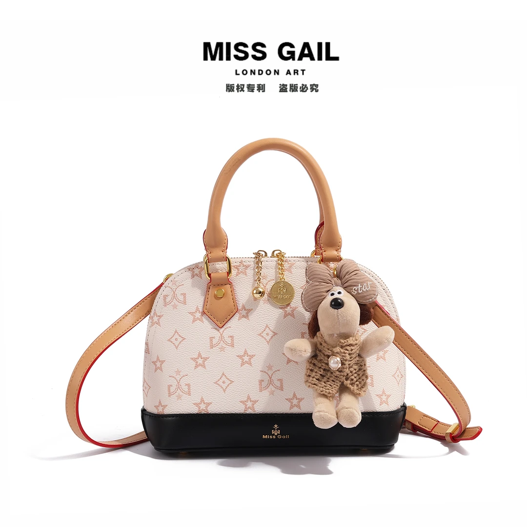 Miss Gail新款时尚休闲潮流手提斜挎女包1449白