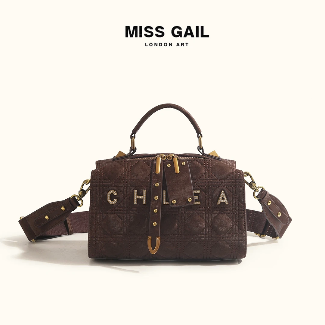 Miss Gail秋冬新品时尚休闲百搭绒面斜挎包6232摩卡棕