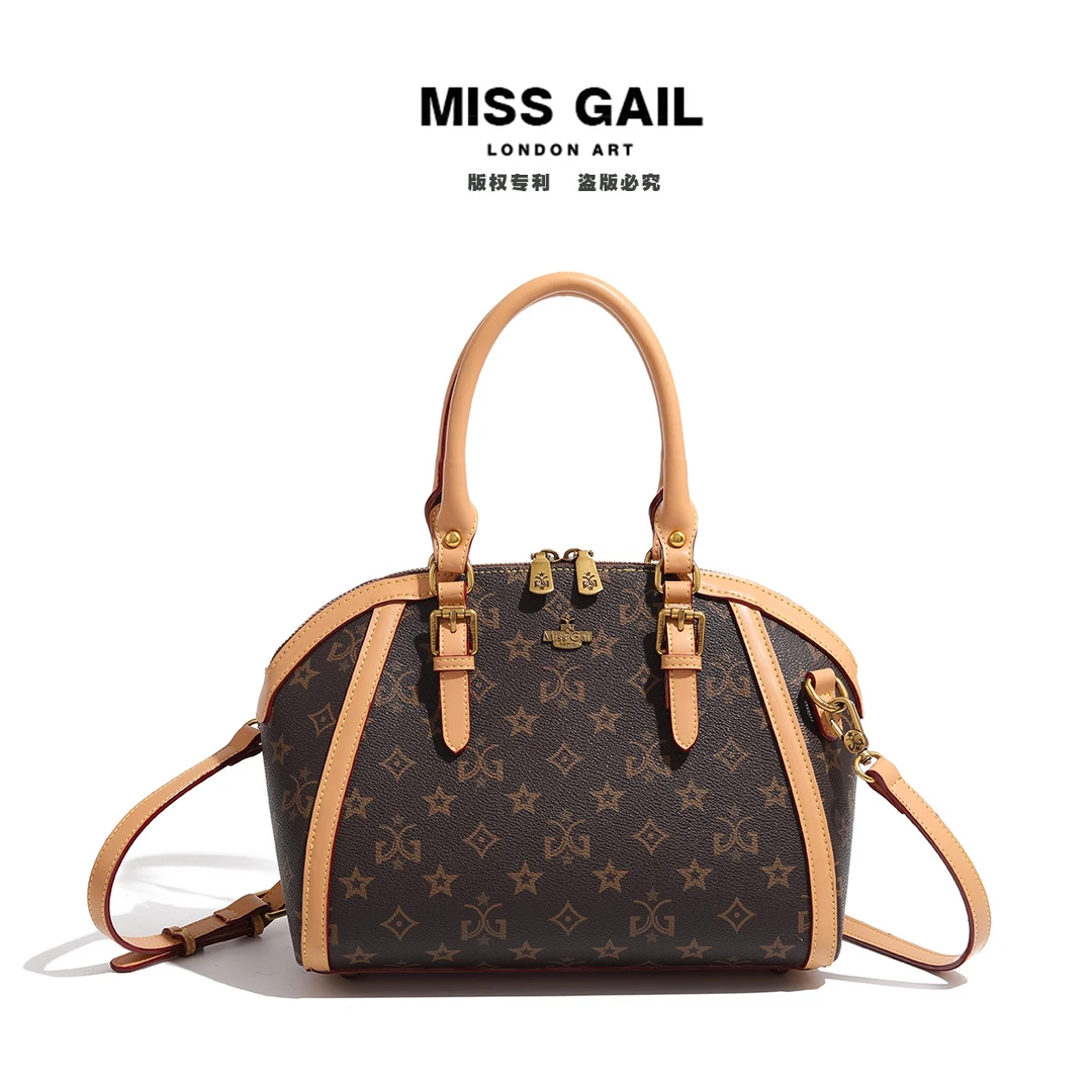 【Miss Gail】新款轻奢时尚女士百搭印花手提包包7004杏