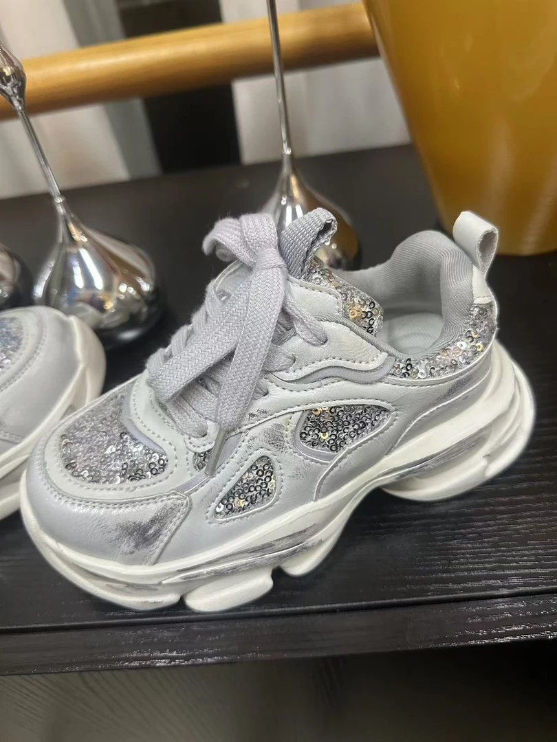 【haobaby童鞋】2024新品亮闪片复古做旧运动鞋