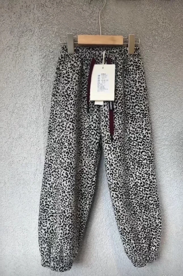 【haobaby】2024新品豹纹加绒休闲裤9067