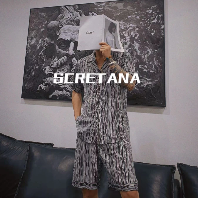 SCRETANA/安娜的秘密夏日素色短袖短裤情侣家居服套装