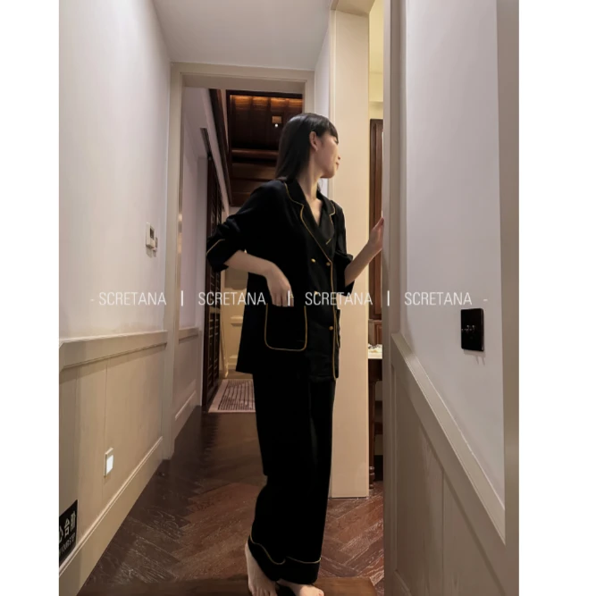 SCRETANA/安娜的秘密弥生丝绵长裤长袖家居服套装