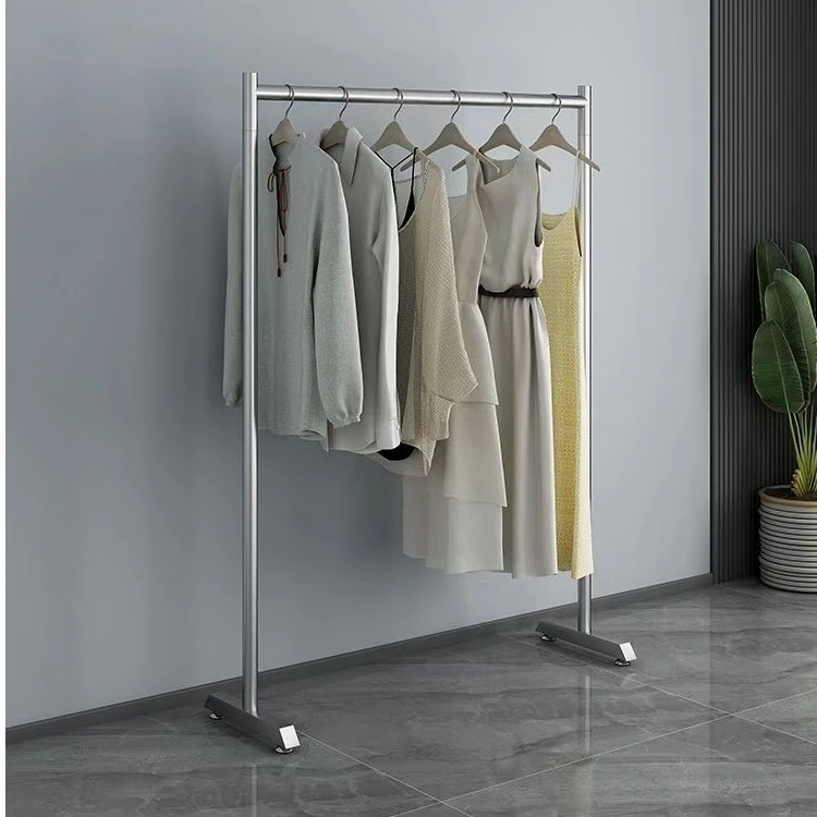 不锈钢服装店展示架落地女装挂衣杆直播间挂衣服货架晾晒衣服架子