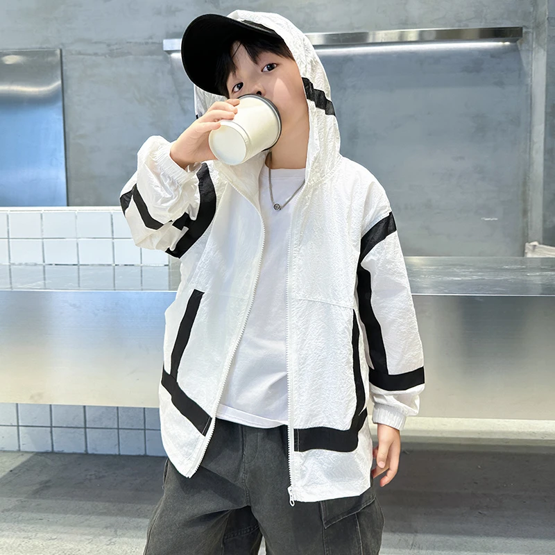 儿童防晒衣男童防晒服夏季薄款透气中大童男孩防紫外线外套连帽潮