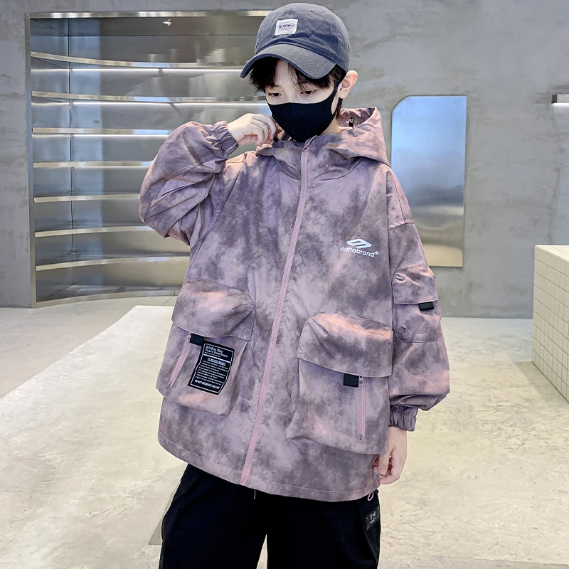 男童外套春秋款2024新款儿童秋装8-15岁中大童洋气男孩连帽帅气潮