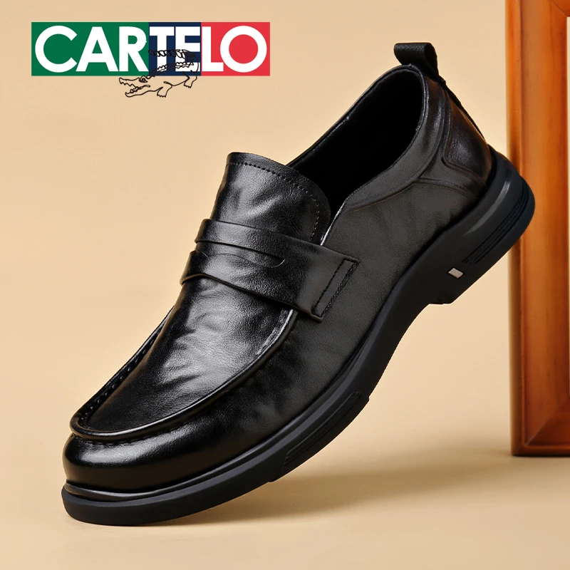CARTELO/卡帝乐鳄鱼秋季时尚软底软面百搭商务休闲透气皮鞋