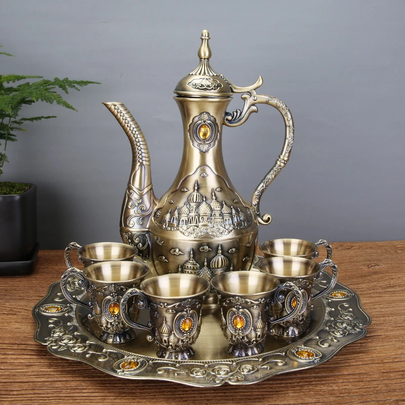 【老师推荐】家用欧式摆件套装青铜古堡酒杯酒具青古风宫廷古风摆件