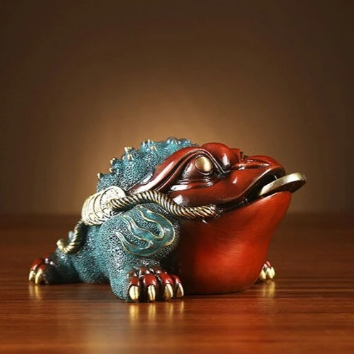 创意彩铜金蟾车摆件摆件家居客厅装饰品玄关办公室摆件