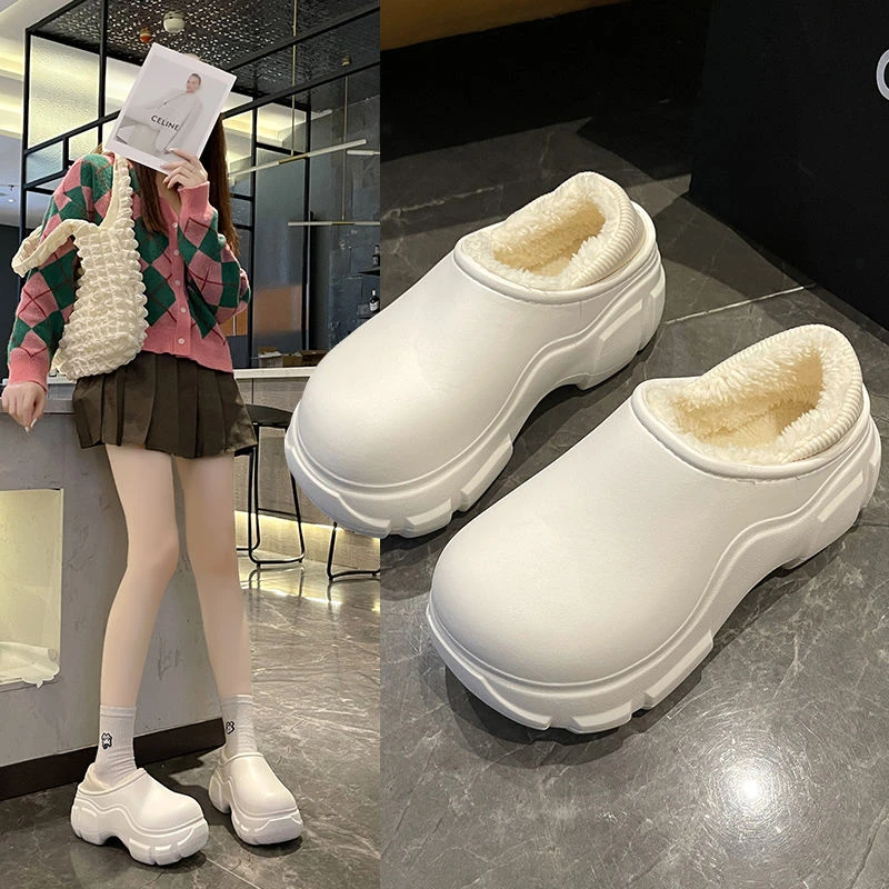 高颜值棉拖鞋女冬季包跟外穿加厚家居保暖防水高档办公室包头拖潮