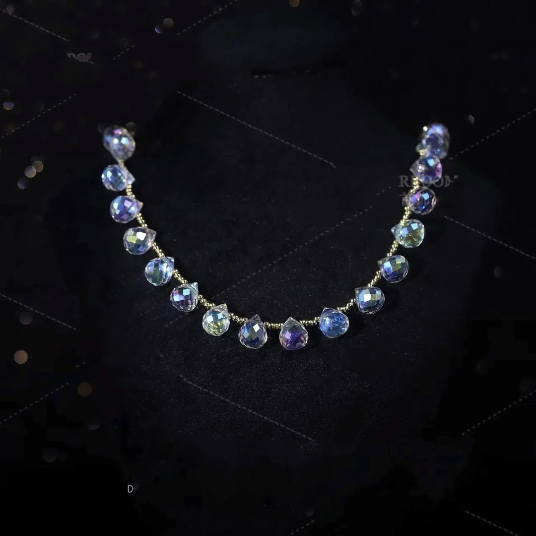 铜合金项链 超仙彩光串珠项链时尚气质颈链2025新款锁骨链高级感