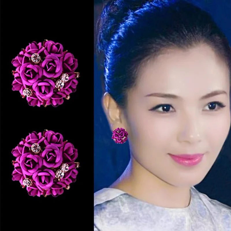 铜合金耳饰 福利款玫瑰花朵耳钉日韩国气质个性耳环简约银针耳扣