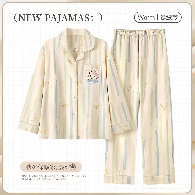 【秋冬季德绒】睡衣女长袖长裤加厚保暖卡通家居服套装锁温蓄热御寒