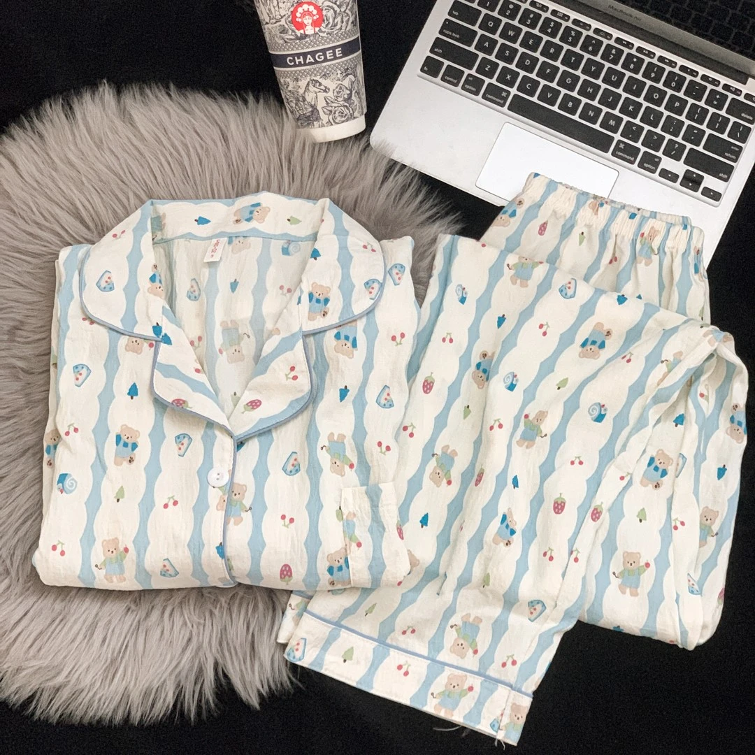 樱桃小熊睡衣女春秋款长袖长裤2025年新款可爱少女网红套装家居服