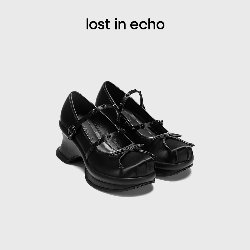 【lost in echo】时尚铆钉绑带厚底增高玛丽珍凉鞋芭蕾舞鞋女夏季