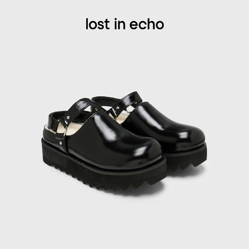 【达人专属】lost in echo季新款外穿厚底增高双条带魔术贴勃肯拖鞋
