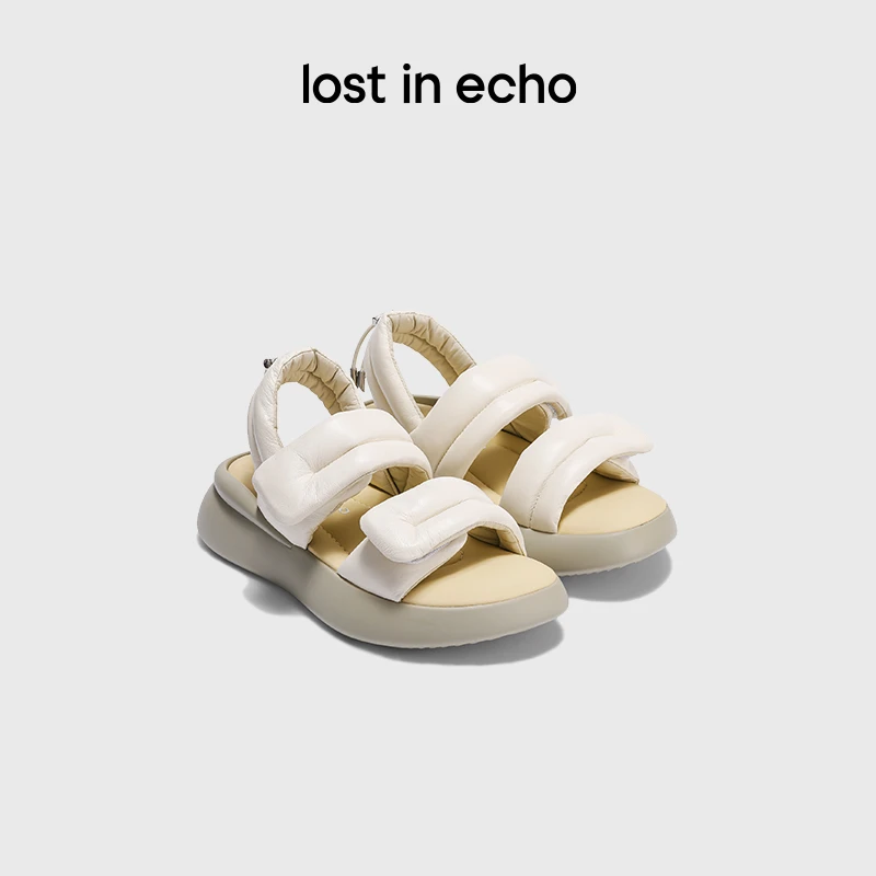 【lost in echo】设计师品牌休闲百搭厚底填充双条带沙发感凉鞋夏季