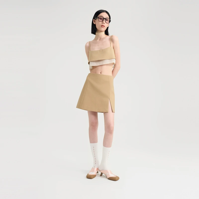 lost in echo2024秋季新款短款吊带背心上衣开叉西装短裙半身裙女