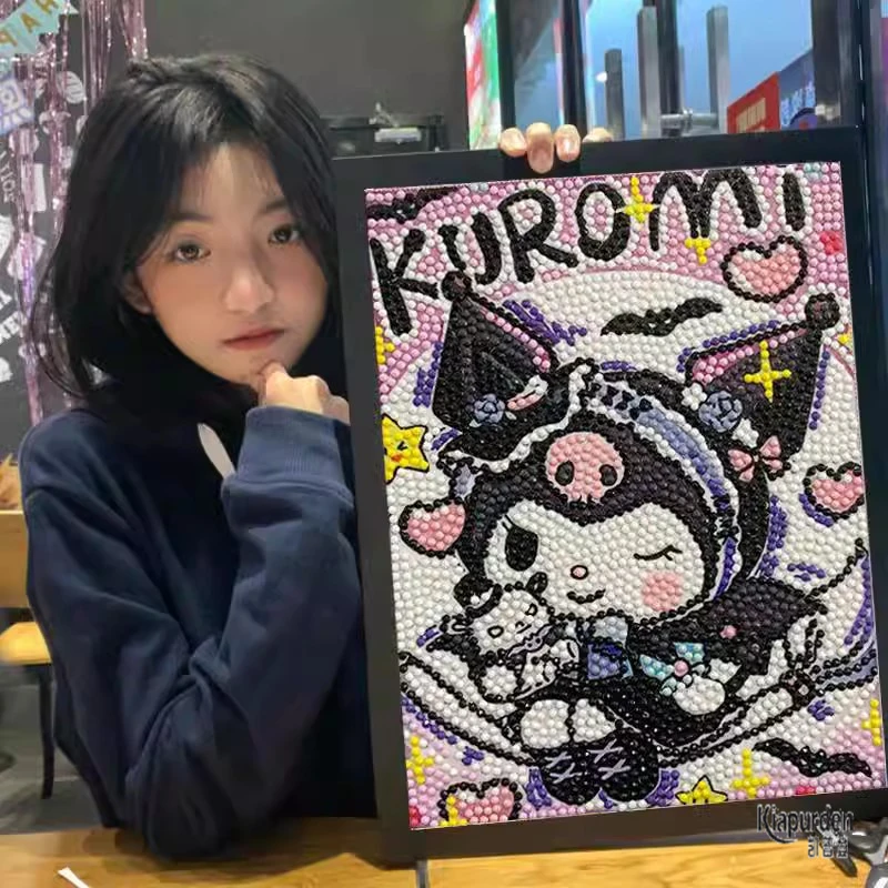 库洛米钻石画2023新款贴画儿童diy高难度砖贴画手工满钻三丽鸥女