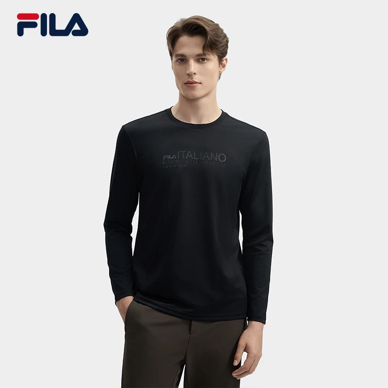 【黑色百搭休闲】斐乐男装秋季新款运动长袖T恤时尚长袖F11M443211F