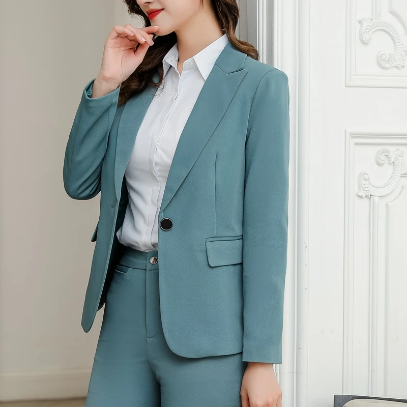 西装套装春季西服两件套修身时尚职业气质女西装外套直筒裤职业装