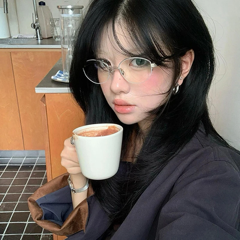 韩系椭圆大框眼镜纯欲ins风女款防蓝光素颜神器老师御姐斯文半框