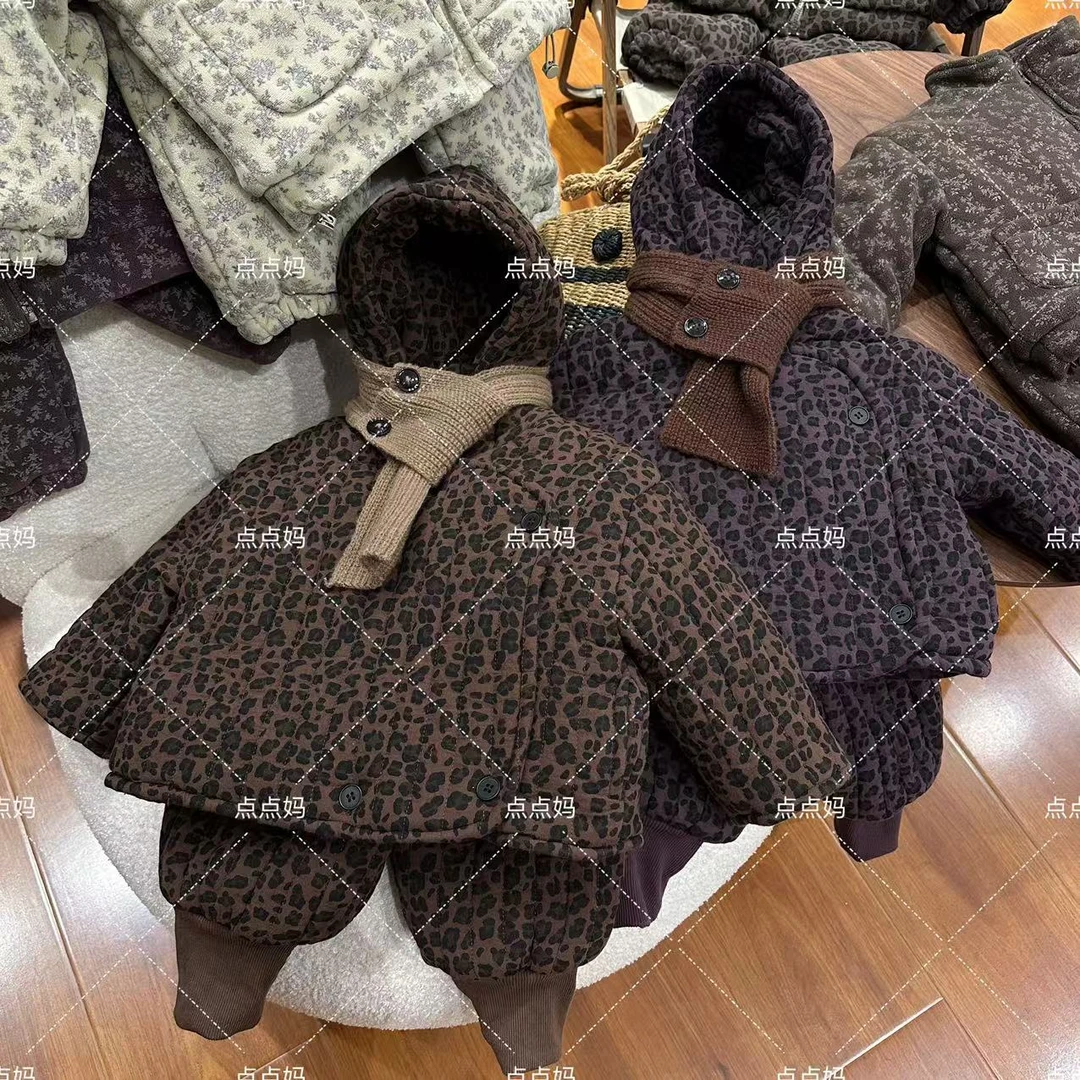 现货D.D.M【豹纹回潮】可外穿三层加绒加厚儿童睡衣棉服套装8990