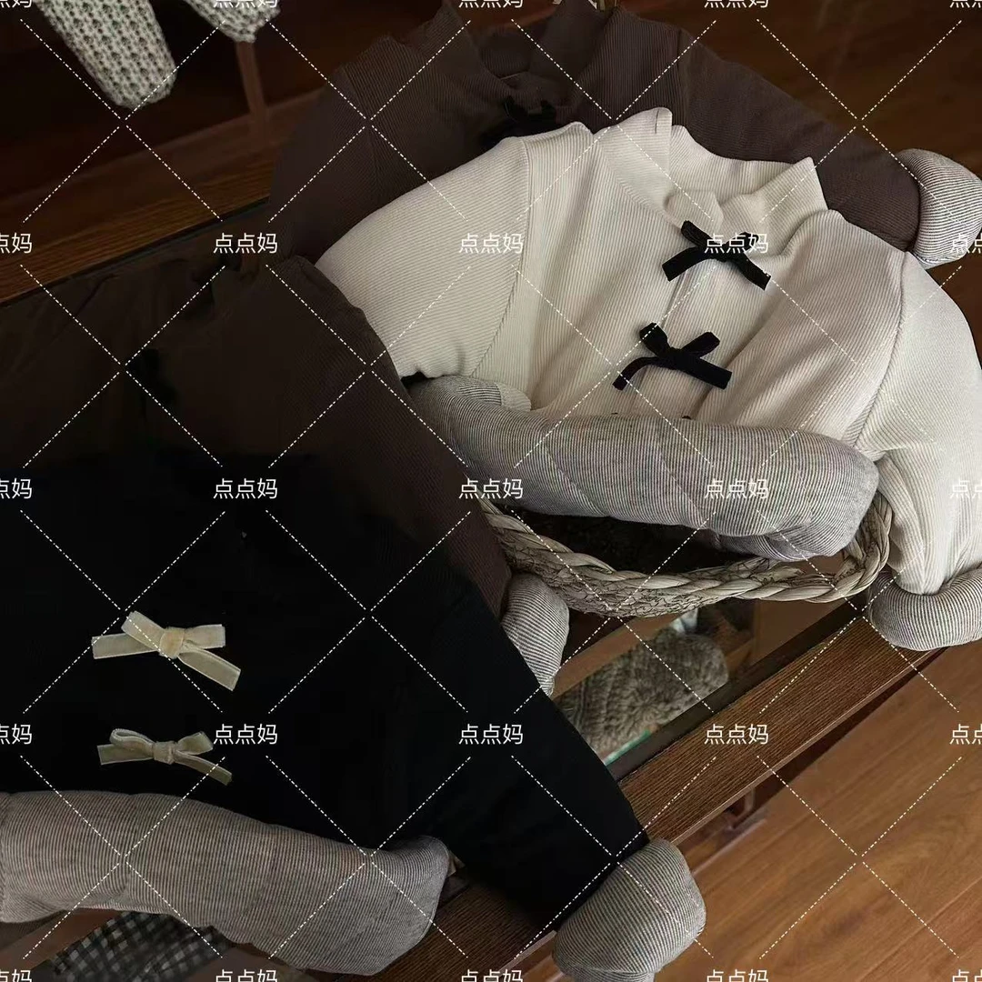现货【DDM】儿童一件过冬加厚棉衣蝴蝶结棉衣上衣时尚洋气88875
