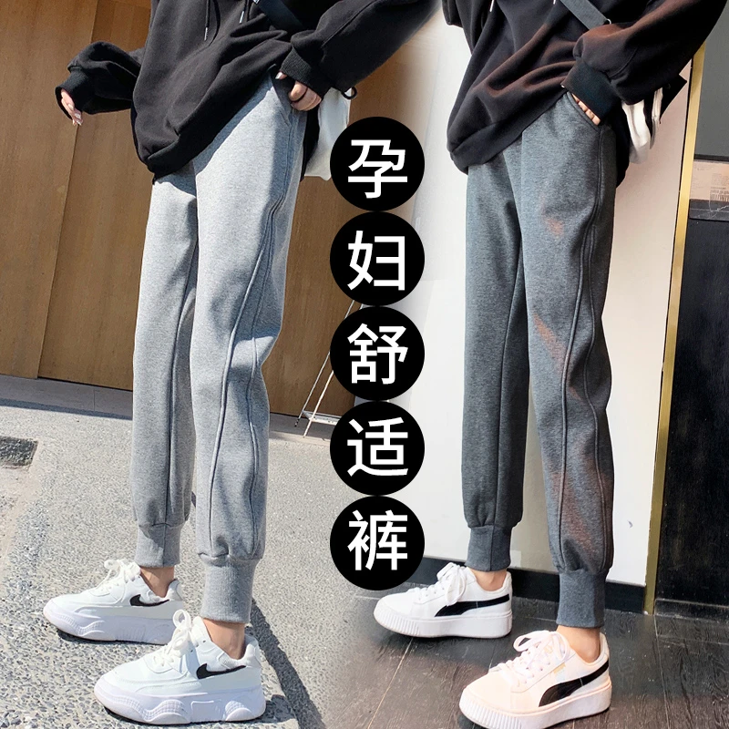 2023孕妇秋冬季新款复合加厚卫裤运动裤直筒裤束脚裤灯笼裤长裤子
