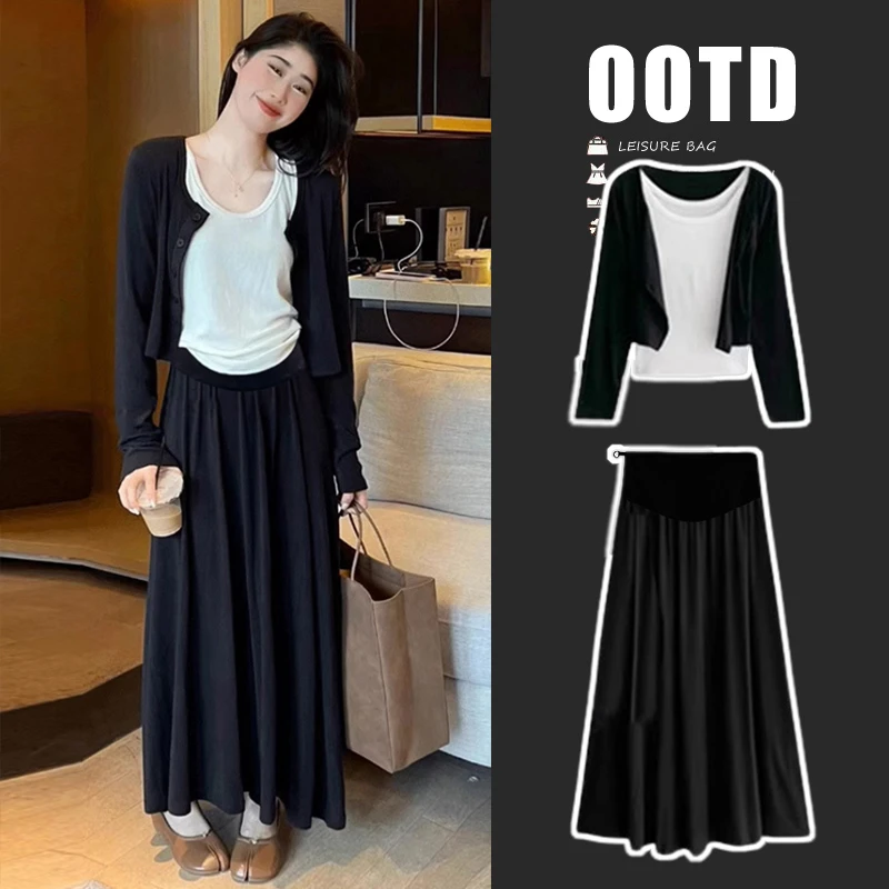 孕妇套装2025春季新款韩版高级显瘦穿搭极简风真三件套孕妈套装