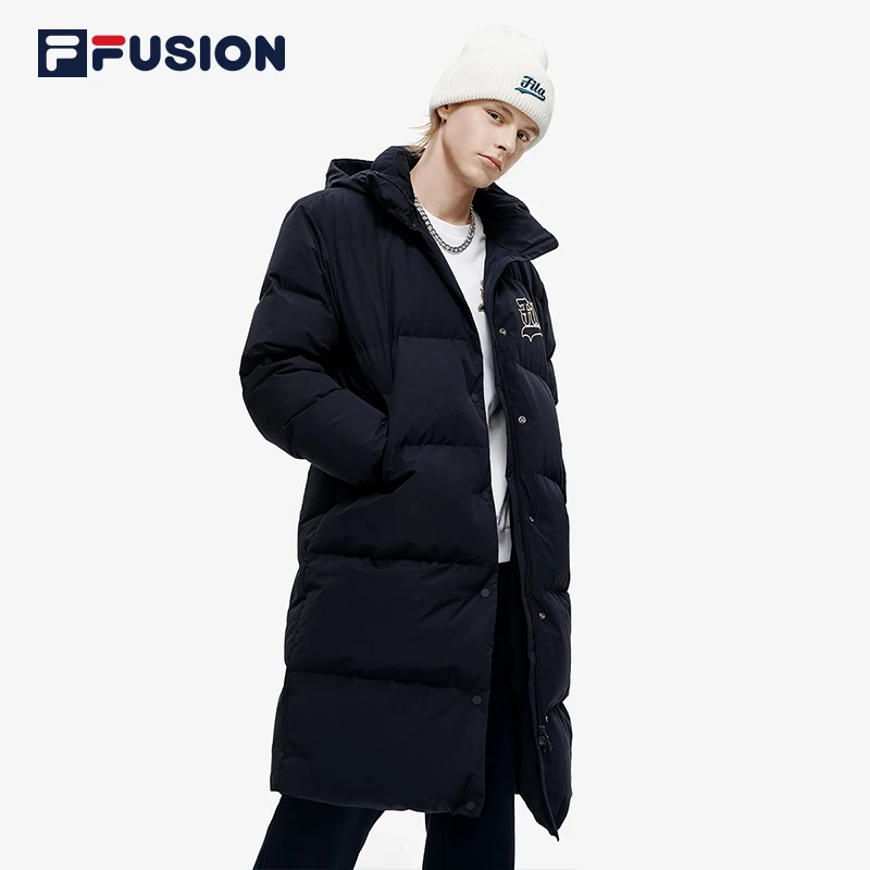 FILA/斐乐 潮牌时尚情侣宽松中长款羽绒服运动连帽保暖T11M242906