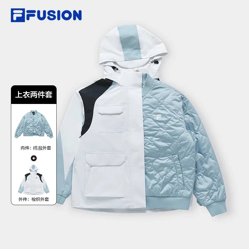 FILA FUSION上衣两件套女2024春季新款连帽保暖外套T11W411903