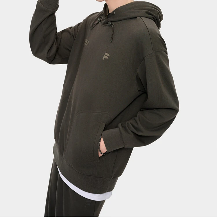 FILA FUSION潮牌情侣款针织连帽上衣24秋新款卫衣男女T11U435202