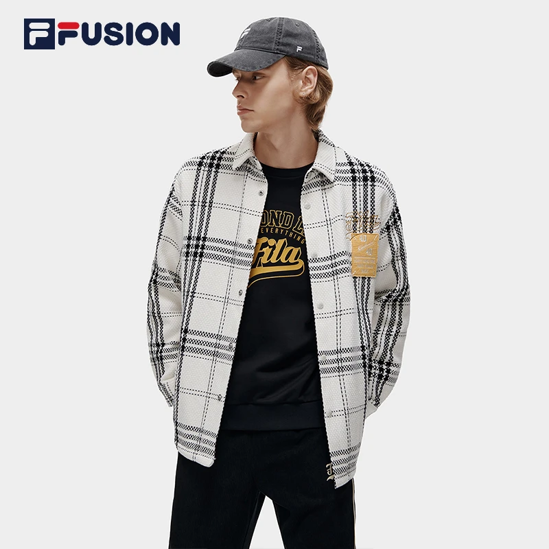 FILA FUSION斐乐潮牌 秋冬季潮流休闲格子时尚潮流长袖T11M312402