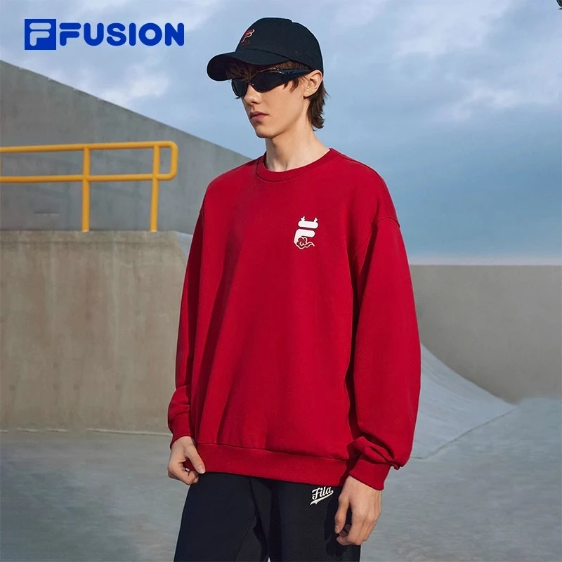 龙年拜年卫衣FILA FUSION斐乐情侣卫衣24春款套头衫 T11U413212