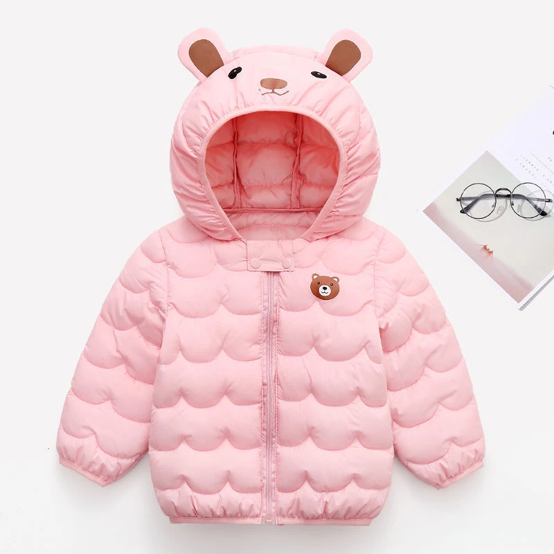 2023羽绒羽绒服男女童轻薄羽绒羽绒服宝宝耳朵连帽小熊外衣