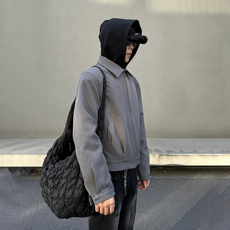 BLAEXIT高街cleanfit美式短款夹克男vibe垫肩boxy版型飞行外套男