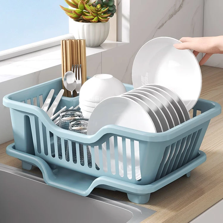 居家家沥水碗盘架厨房台面碗筷滤水收纳盒家用双层水槽置物架子