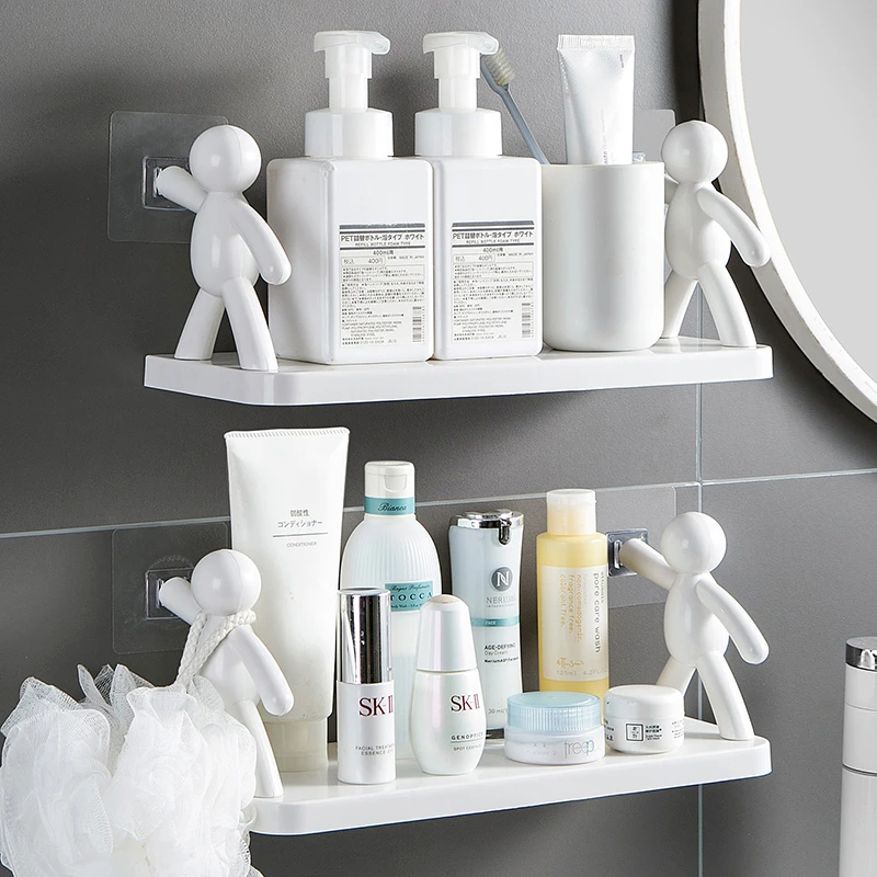 居家家浴室壁挂人形护栏挂钩置物架日式厨房免打孔创意收纳调料架
